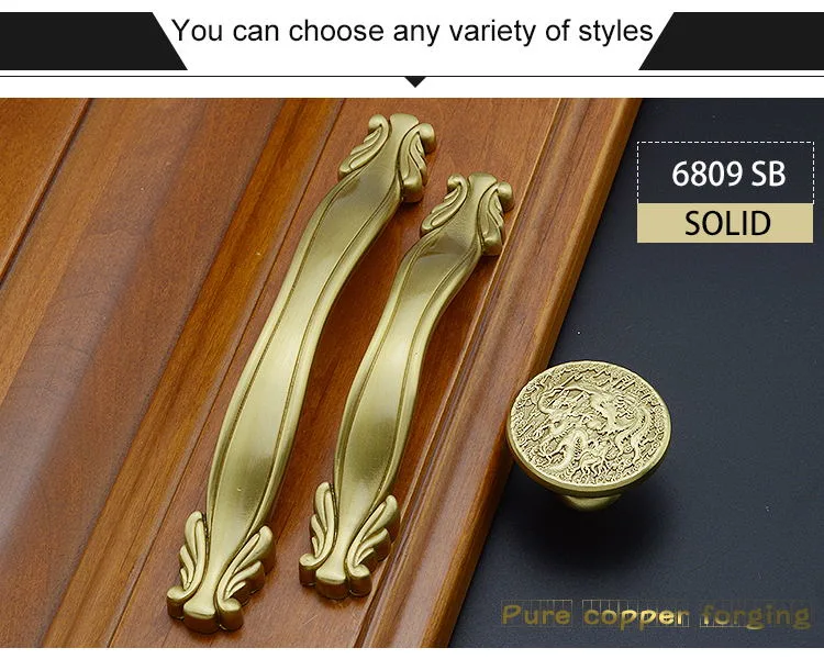 Brass Copper Modern Furniture Hardware Accessories for Cabinet Handle 6809