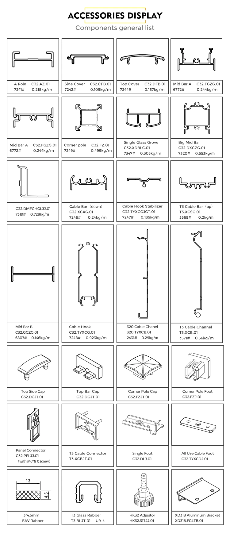 Wholesale Aluminium China Profile Aluminum Office Furniture Accessory